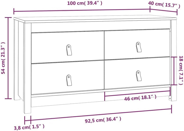 FIRBNUS 100x40x54 cm Beistellschrank Seitenschrank Konsolenschrank mit 4 Schubladen Badezimmerschran