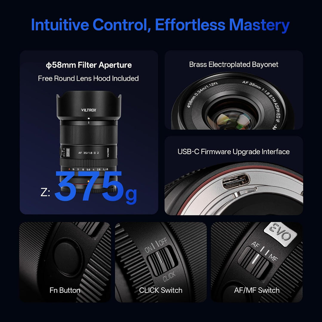 VILTROX AF 35mm F1.8 II EVO APO Vollformat-Z-Objektiv für Nikon Z-Mount, 35mm f/1.8 STM Autofokus-Fe