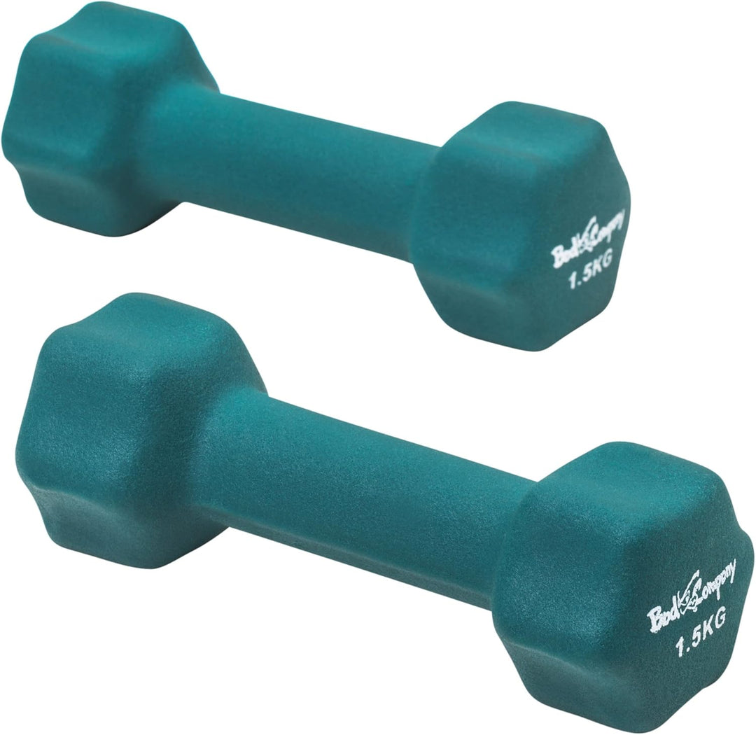 Bad Company Neopren Hanteln 0,5kg bis 5kg farbig I Kleine Hantel gummiert für Fitness Gymnastik Aero