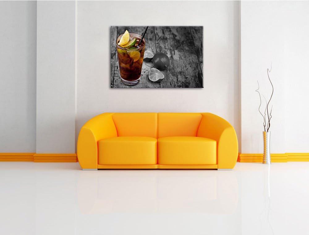 Cuba Libre mit vielen Limetten schwarz/weiss Format: 100x70 auf Leinwand, XXL riesige Bilder fertig