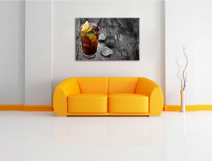 Cuba Libre mit vielen Limetten schwarz/weiss Format: 100x70 auf Leinwand, XXL riesige Bilder fertig