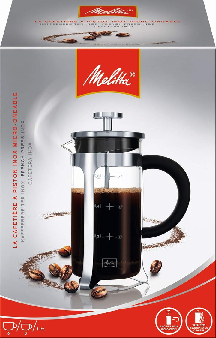 Melitta Manueller Kaffeebereiter - 8 Tassen - Chrom 8 Tasses Premium, 8 Tasses Premium