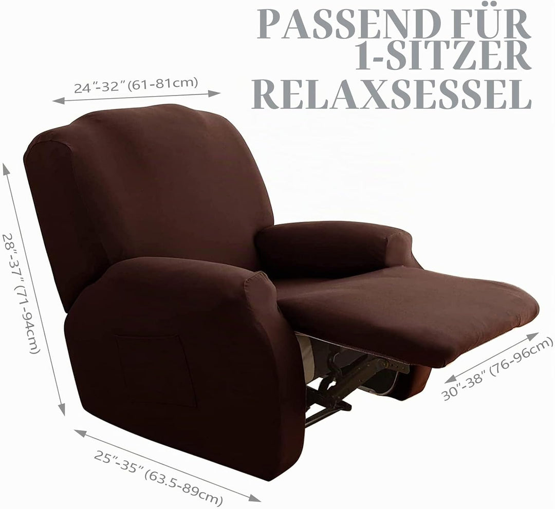 FIGOOO Stretchhusse für Relaxsessel 4-Teilig Stretch Sesselbezug Relaxsessel mit Seitentasche Sessel