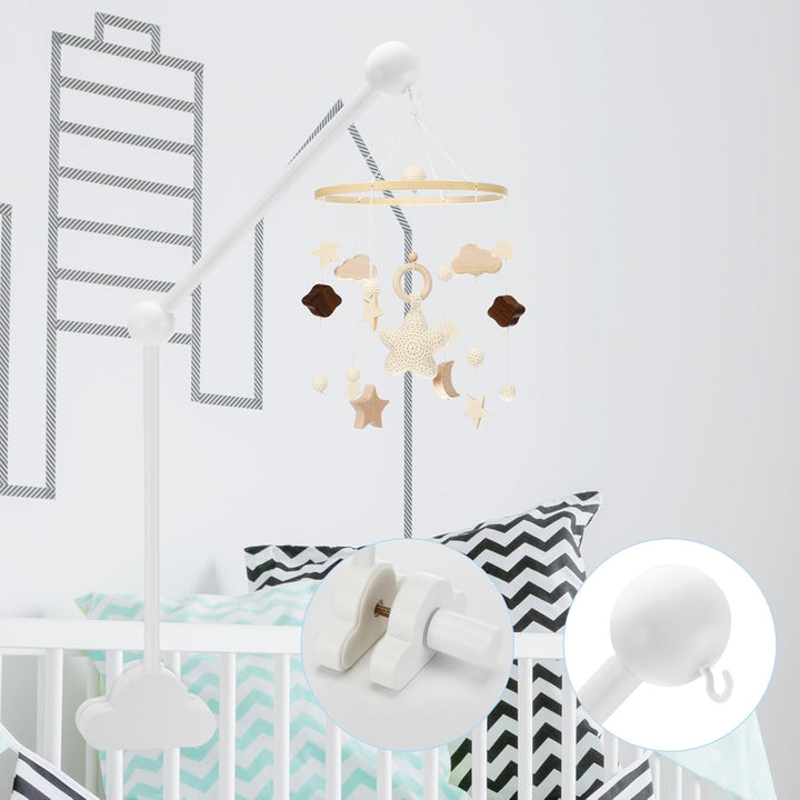 Baby Mobile Halterung für Babybett, Mobile Halterung Holz Wolken, abnehmbarer Baby-Mobile-Aufhänger,