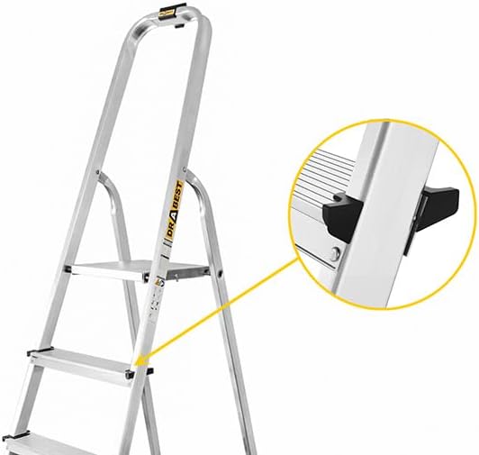 DRABEST Trittleiter klappbar Aluleiter 5 Stufen mit Ablage Stufenleiter Haushaltsleiter Belastbar bi