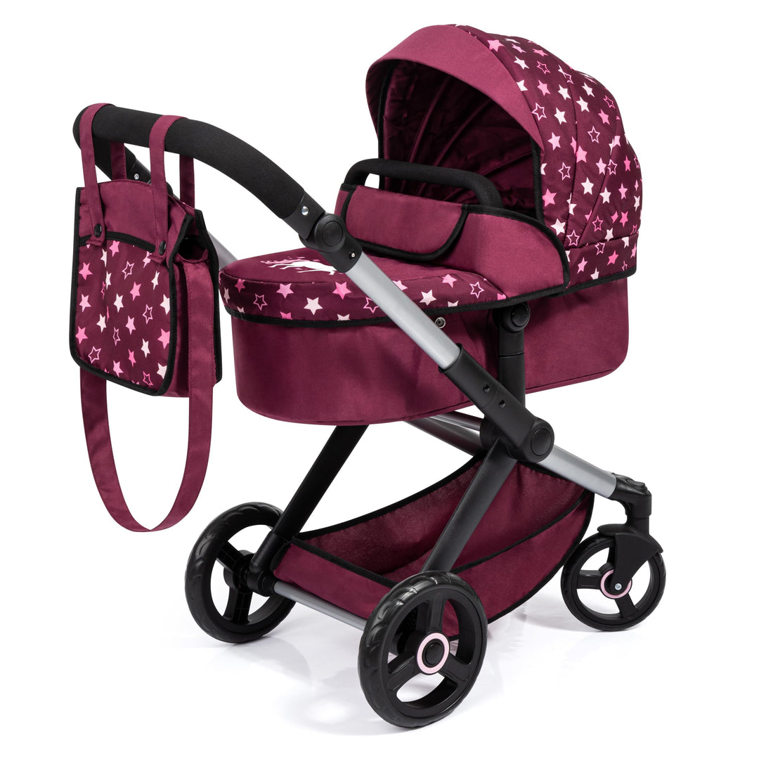 Bayer Design 17023AA Puppenwagen Xeo mit Tasche, höhenverstellbarer Griff, Schwenkschieber, wandelba