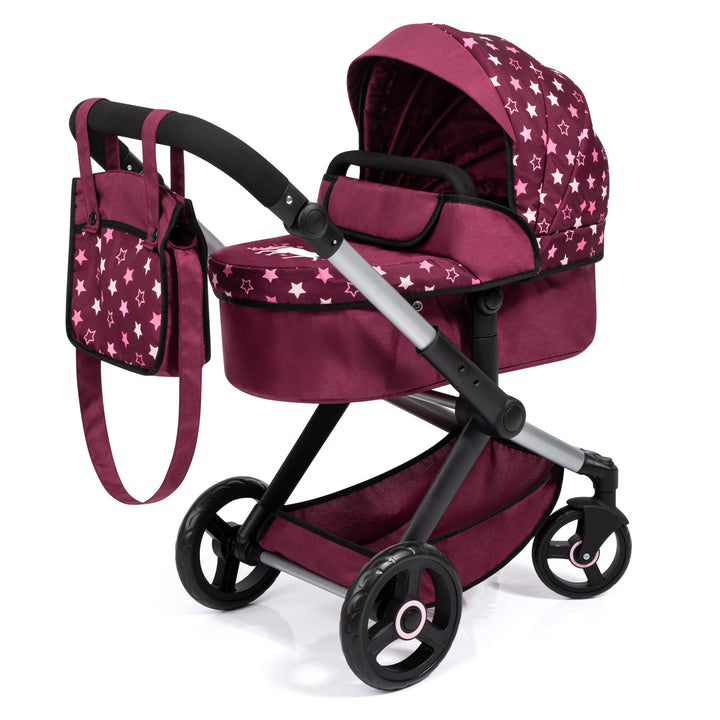 Bayer Design 17023AA Puppenwagen Xeo mit Tasche, höhenverstellbarer Griff, Schwenkschieber, wandelba
