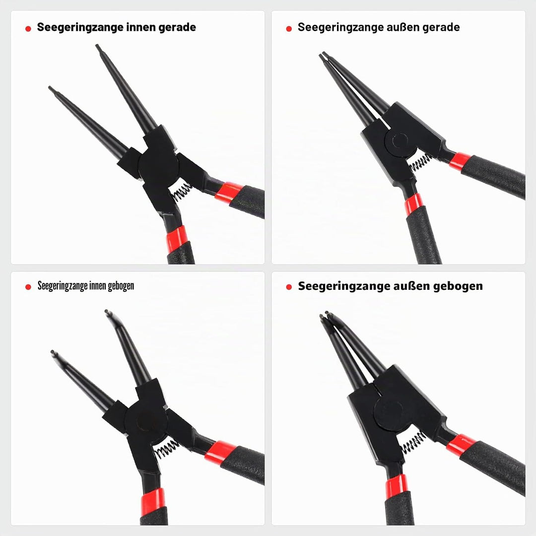 DOCAS 4 Stück Sprengringzangen Set,175mm interne/externe Sicherungsringzange Sprengringzange für Rin