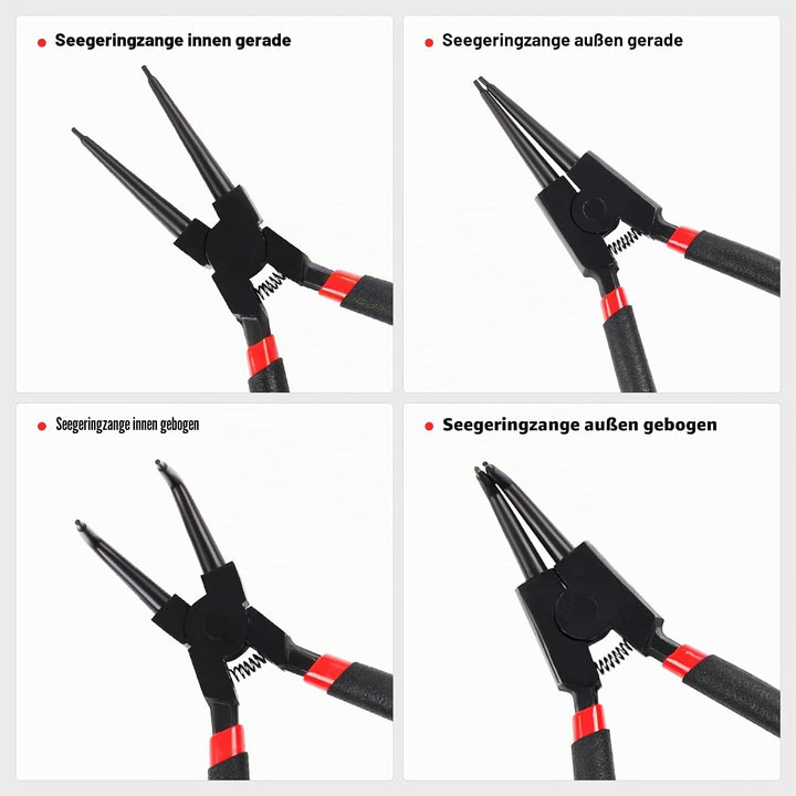 DOCAS 4 Stück Sprengringzangen Set,175mm interne/externe Sicherungsringzange Sprengringzange für Rin