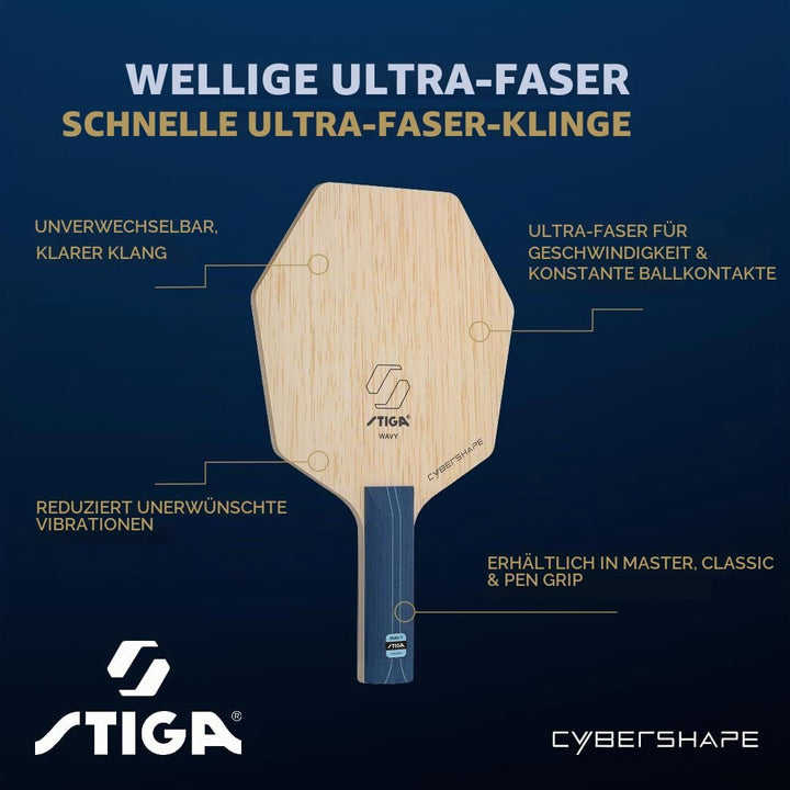STIGA Wavy Ultra Fibre Profi-Tischtennisholz Cybershape - Classic, Cybershape - Classic