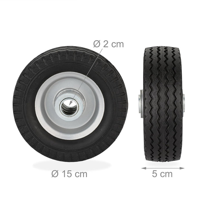 Relaxdays Rad für Roller, E-Scooter, 6x2, 2er Set, Vollgummi, Stahlfelge, Ersatzrad, pannensicher, 5