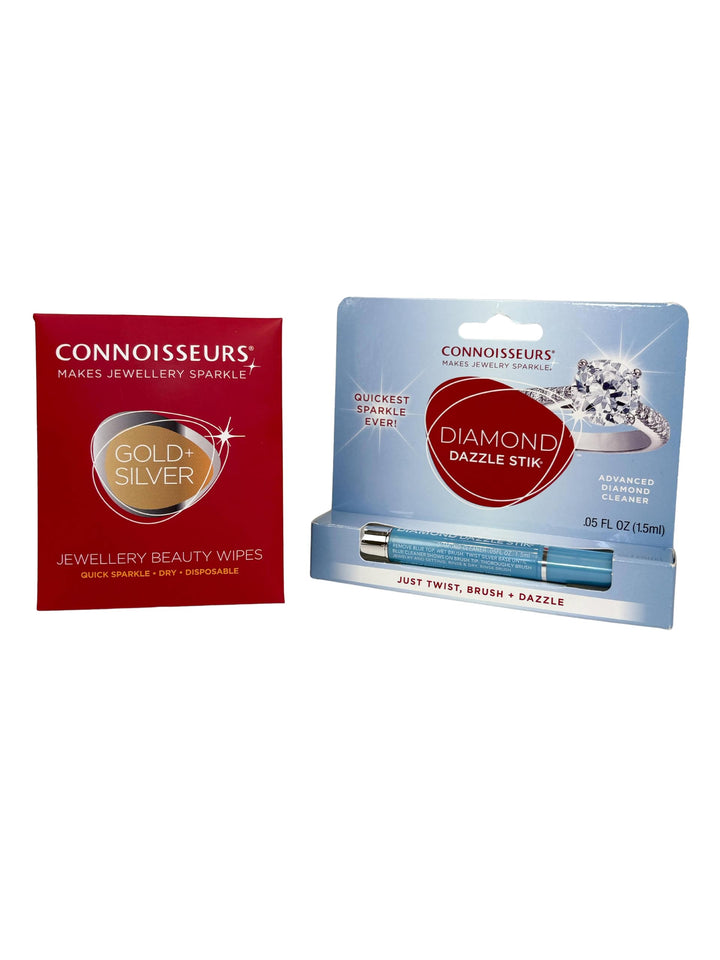 Connoisseurs Schmuckreiniger Set | Diamond Dazzle Stick und 6 Reinigungstücher | Jewelry Cleaner für