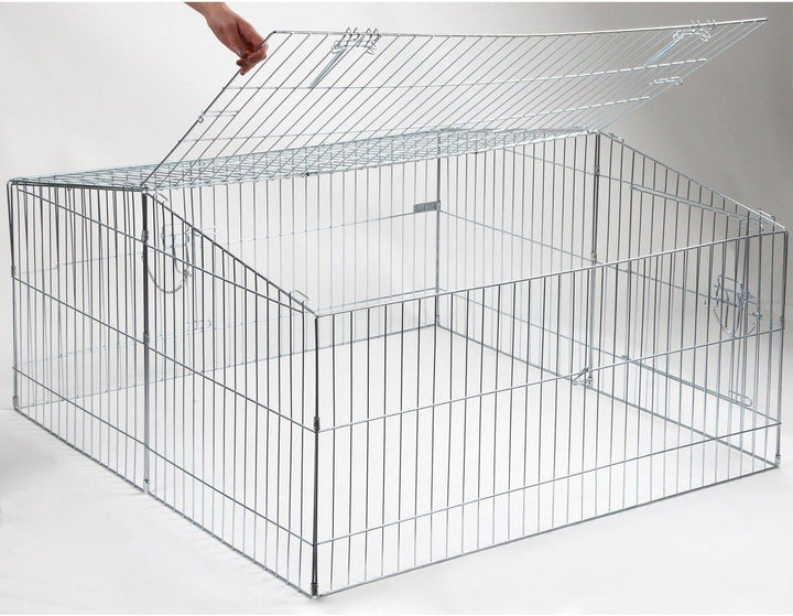 Kerbl Pet Pet Freilaufgehege Easy, verzinkt, mit Sonnenschutz, 115x115x60cm