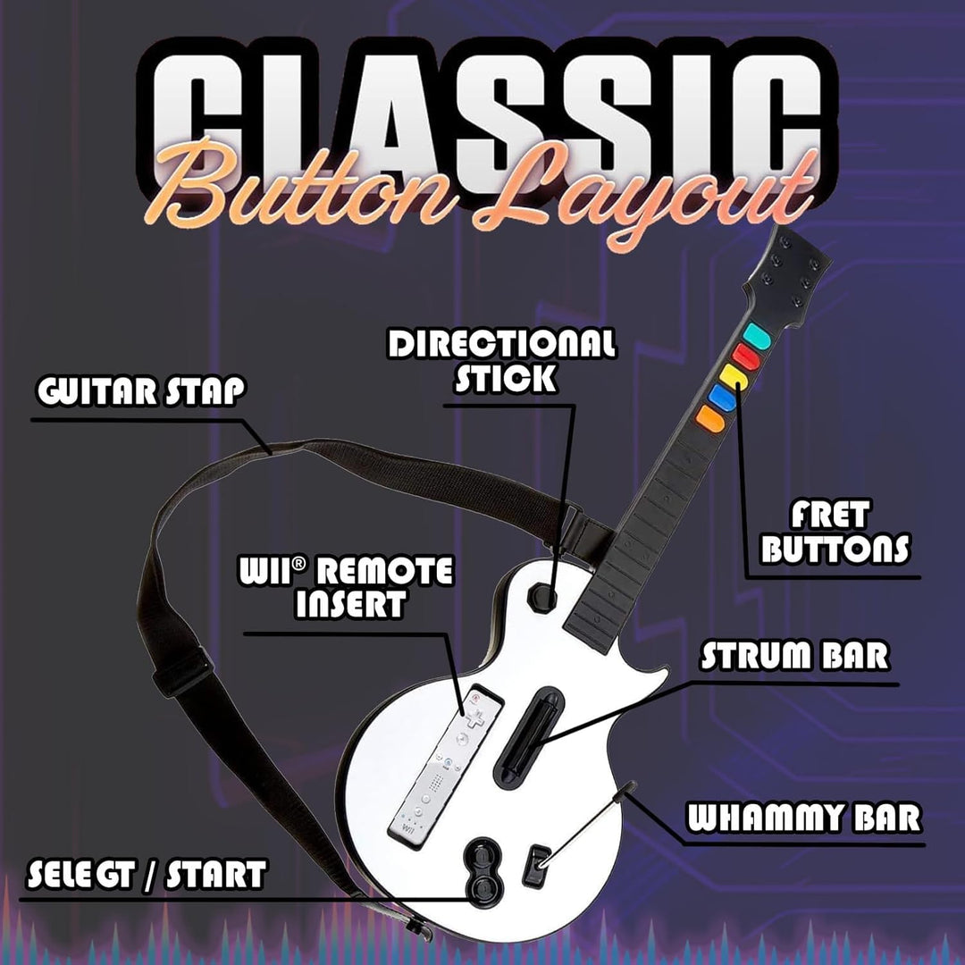 DOYO Wii Guitar Hero, kabelloser Guitar Hero Controller für Guitar Hero Wii und Rock Band 2 Wii U-Sp