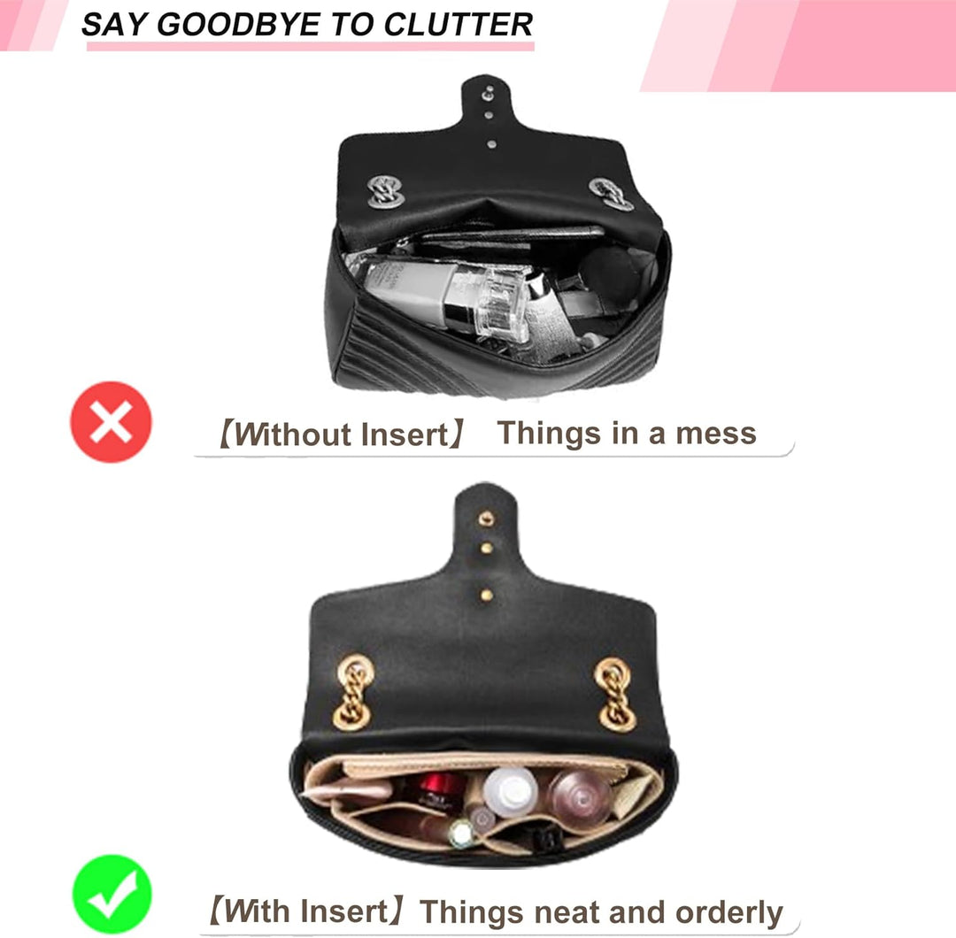 Filz-Mini-Taschen-Organizer-Einsatz, kompatibel mit GG Marmont Matelassé Schultertasche und weiteren