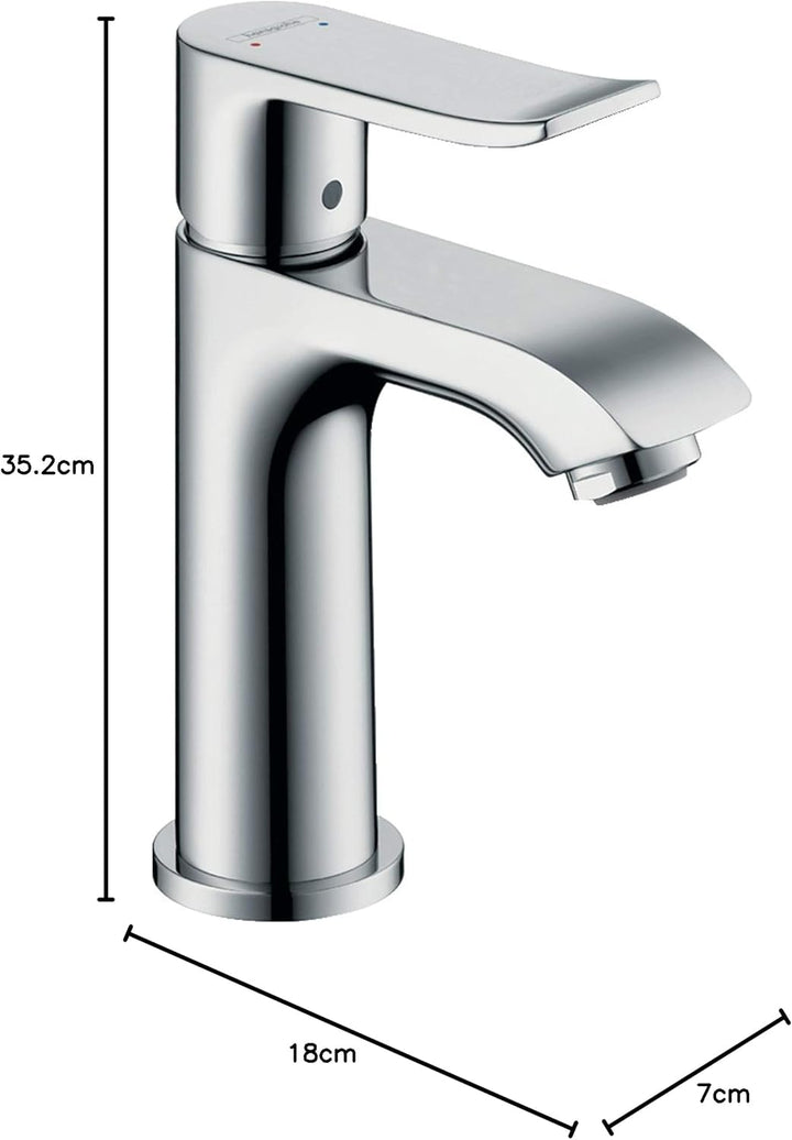 hansgrohe Wasserhahn Metris (Armatur mit Auslaufhöhe 100mm ohne Ablaufgarnitur) Chrom Chrom Auslaufh