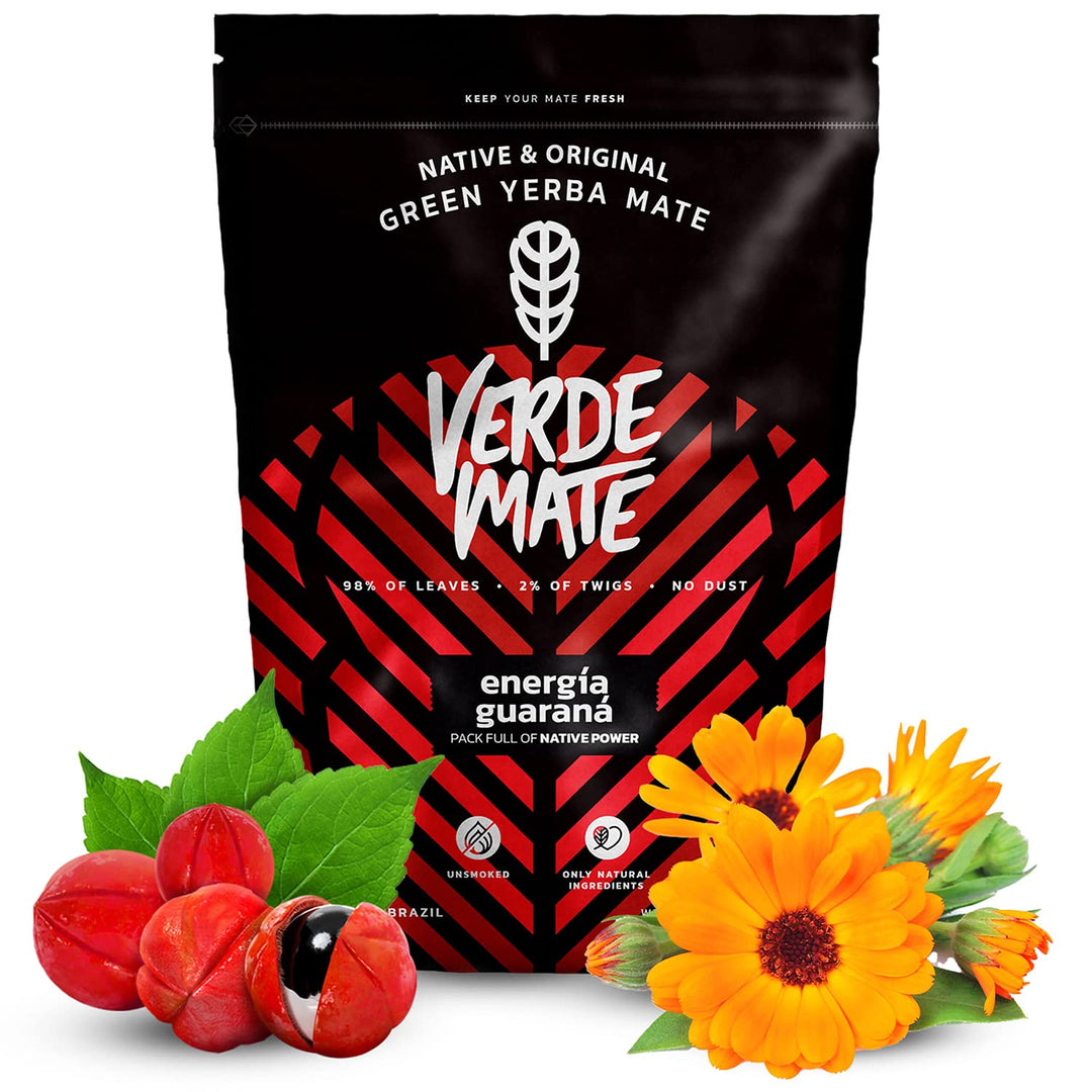 Mate Tee Verde Mate Set - Yerba Mate nergia Guarana und Mango Maracuya - Keramik Mate Becher Yaguar
