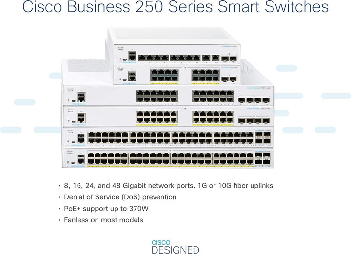 Cisco Business CBS250-24FP-4X Smart Switch | 24-Port GE | Full PoE | 4 x 10G-SFP+ | Begrenzter Leben
