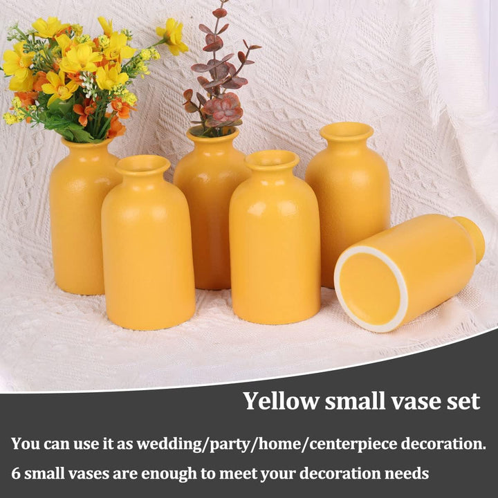 Kleine gelbe Vase, moderne Boho-Vasen für trockene Blumen, gelbe Keramik-Vasen für Heimdekoration, k
