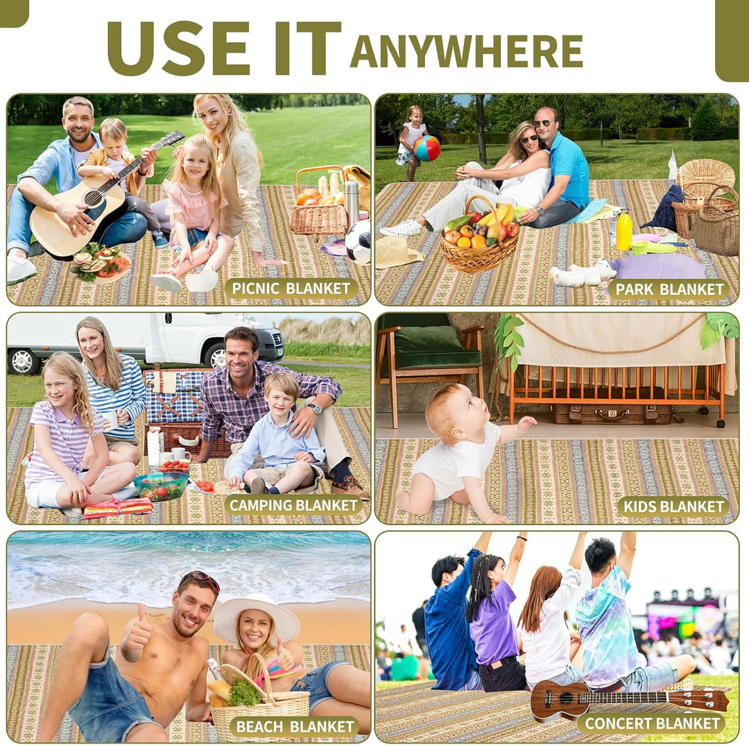 Picknickdecke, extra gross, wasserdicht, mit Schultergurt, maschinenwaschbar, Picknickmatte mit sand