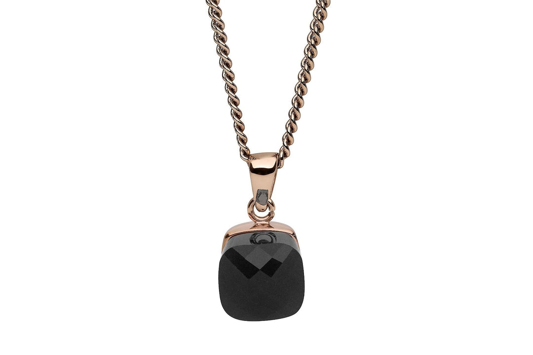 Qudo Firenze Kette rose mit farbigem Anhänger 45cm lang jet, jet
