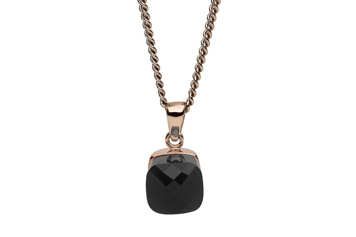 Qudo Firenze Kette rose mit farbigem Anhänger 45cm lang jet, jet