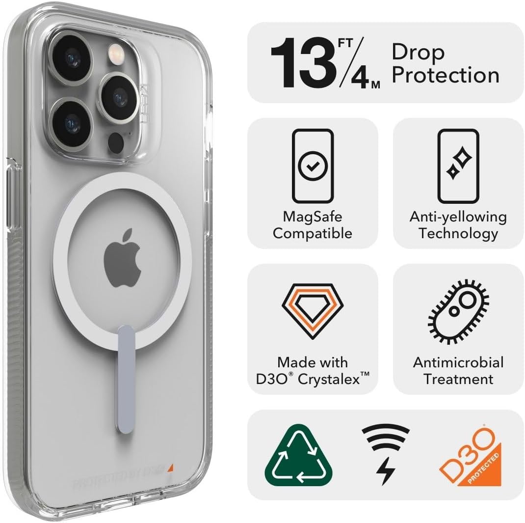 Gear4 ZAGG Crystal Palace Snap Case - Clear iPhone Case, D30 Drop Protection (13ft/4m), Anti-Vergilb