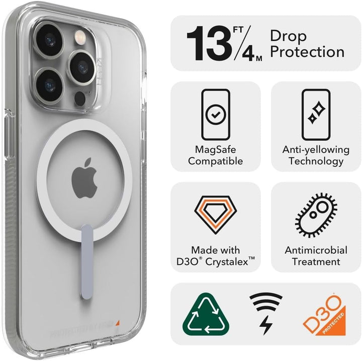 Gear4 ZAGG Crystal Palace Snap Case - Clear iPhone Case, D30 Drop Protection (13ft/4m), Anti-Vergilb