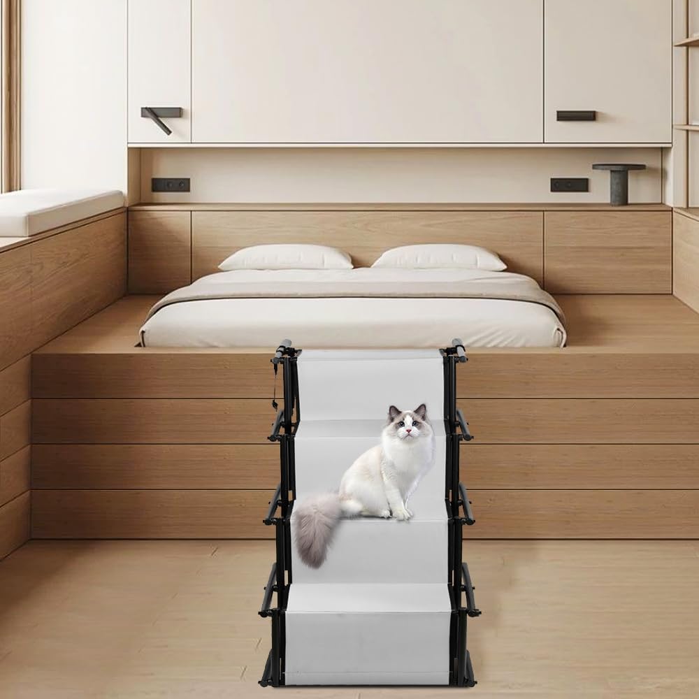 Supfine Hunderampen für Grosse Hunde, Bis 50 kg Belastbar Hundetreppe, Hunde Auto Rampen Faltbar, 4