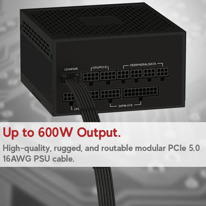 LINKUP – AVA 600W PCIE5.0 12VHPWR (16-polig/12+4) 16 AWG ummanteltes Hochstrom-Netzteilkabel – 70 cm