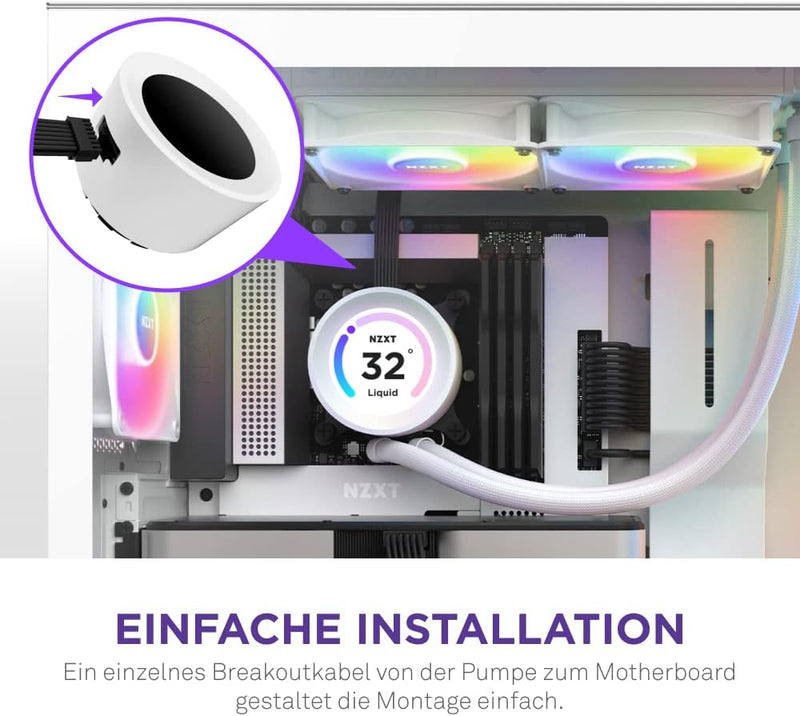 NZXT Kraken Elite 240 RGB - RL-KR24E-W1-240mm AIO CPU Wasserkühlung - 2,36" LCD Display 640x640-2x12
