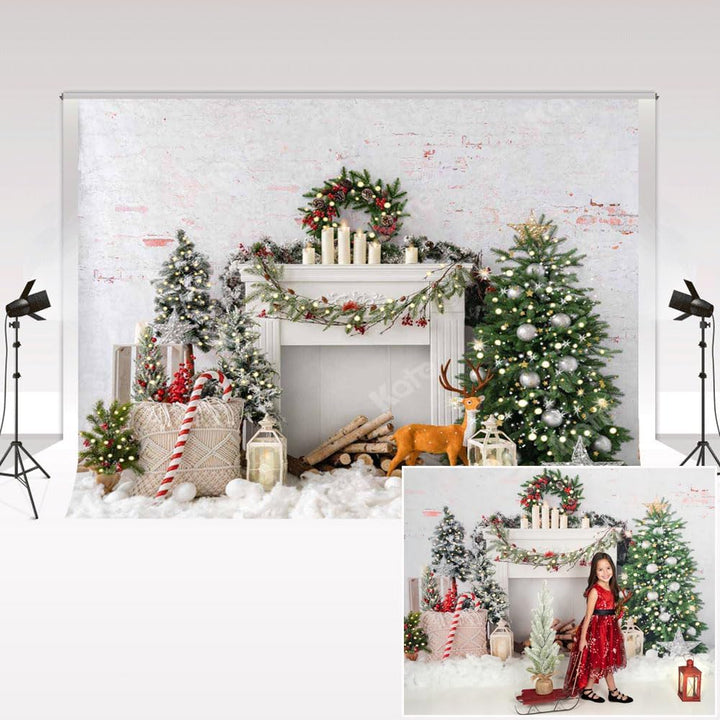 Kate Frohe Weihnachten Foto Hintergrund für Fotografie Weihnachtsbaum Kamin Weihnachten Party Fotost