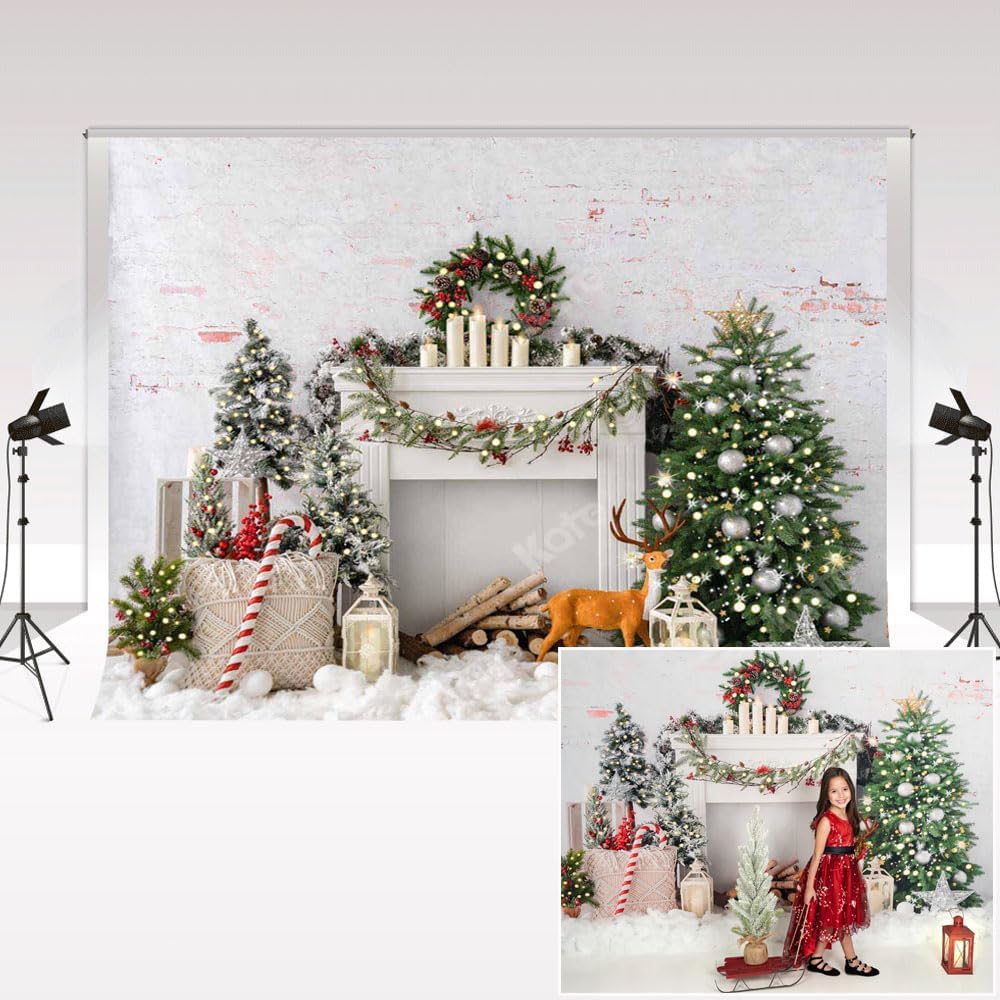 Kate Frohe Weihnachten Foto Hintergrund für Fotografie Weihnachtsbaum Kamin Weihnachten Party Fotost