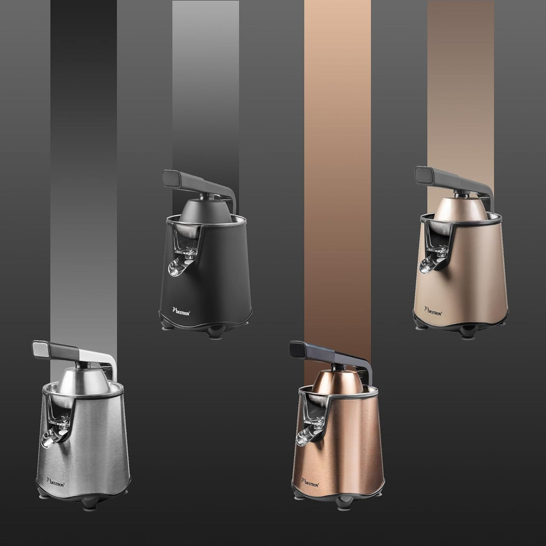 Bestron elektrische Saftpresse, Orangenpresse mit Auslauf-Stopp Funktion & edelstahl Fruchtfleischsi