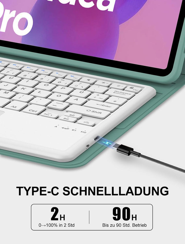 JADEMALL Tastatur Hülle mit Touchpad für Lenovo Idea Tab Pro 12,7" (2025), Deutsches QWERTZ Keyboard