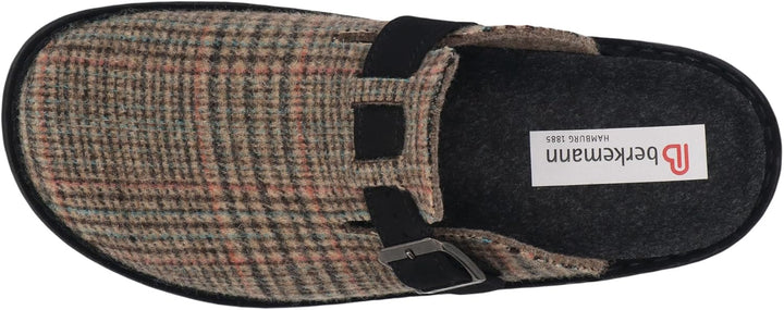Berkemann Herren Mirko Pantoffeln 41.5 EU Dunkelbraun Blau Karo, 41.5 EU Dunkelbraun Blau Karo