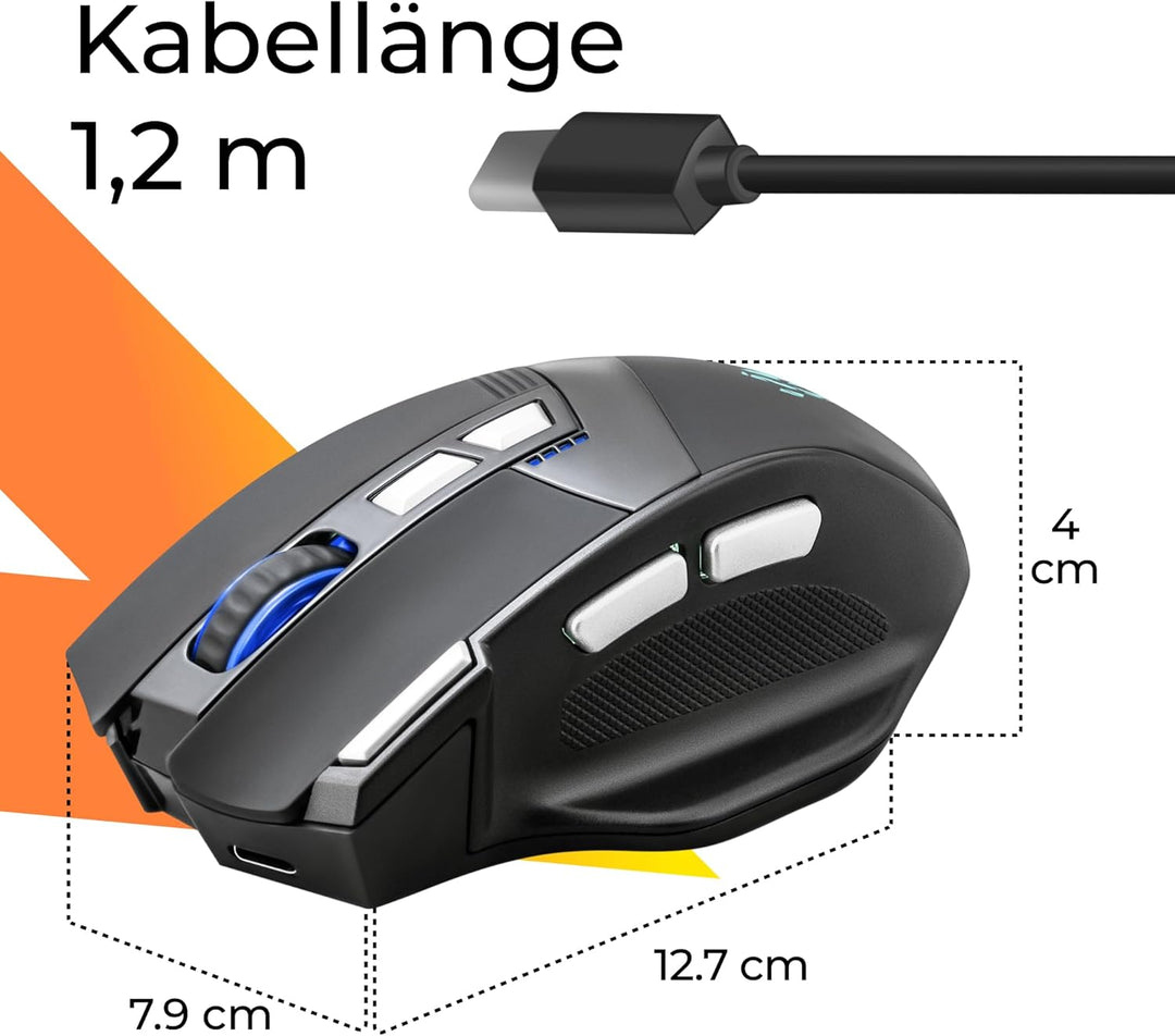 Defender Knight GM-885 Kabellose Gaming Maus, RGB Beleuchtung, 3200 DPI, 400 mAh Akku, 7 programmier