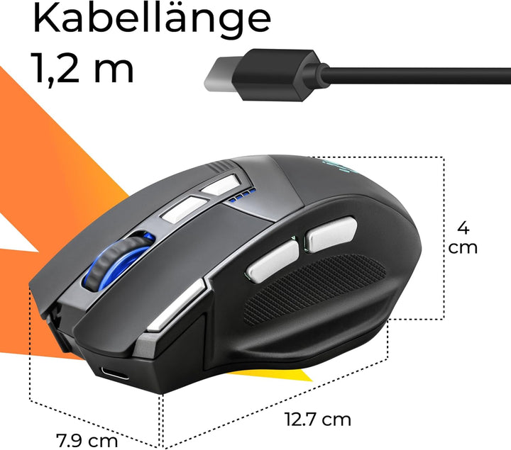 Defender Knight GM-885 Kabellose Gaming Maus, RGB Beleuchtung, 3200 DPI, 400 mAh Akku, 7 programmier
