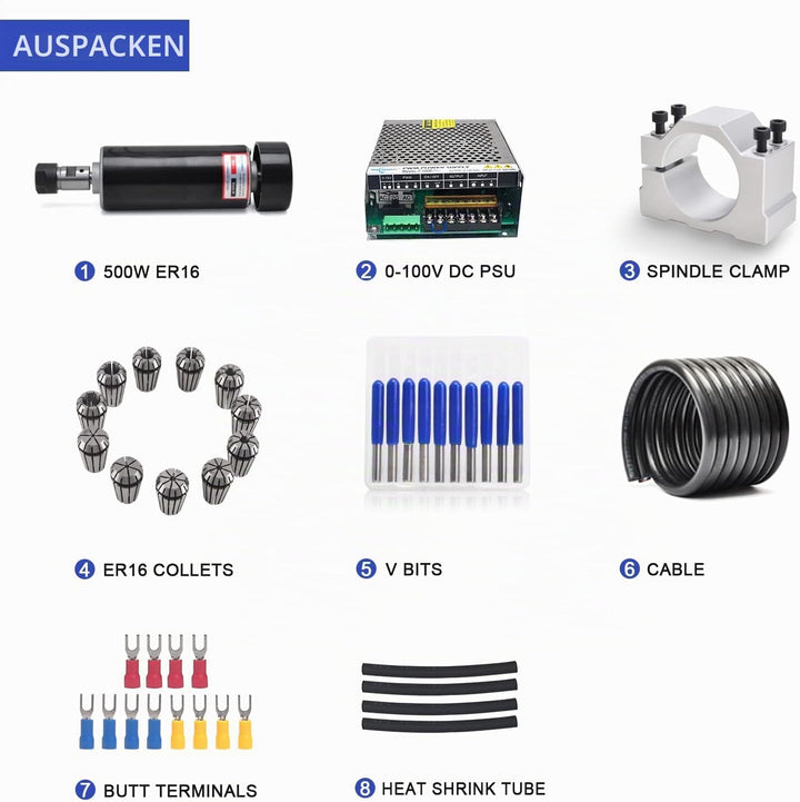 Daedalus CNC Gebürsteter Spindelmotor Set, 500 W, ER16 500W ER16