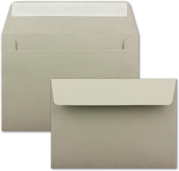 250 gerippte Briefumschläge DIN C6 Graubraun - 11,4 x 16,2 cm - 100 g/m² Post-umschlag ohne Fenster
