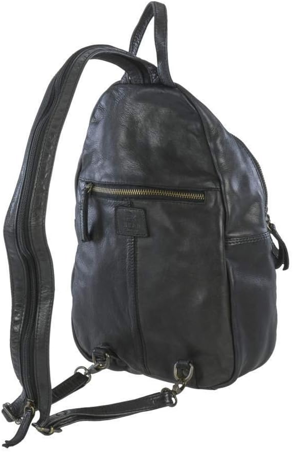 Bear-Design Rucksack Leder Cityrucksack Backpack schwarz für Damen Damenrucksack Frauen City Reise