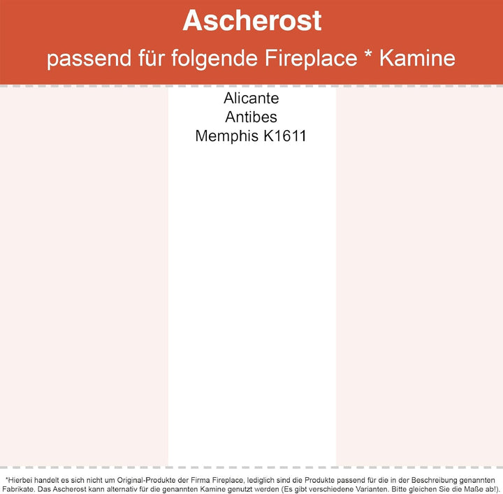 Kaminrost/Stehrost 261 x 40 x 4 mm passend für Fireplace ** Kaminöfen inkl. Modellübersicht - Ascher