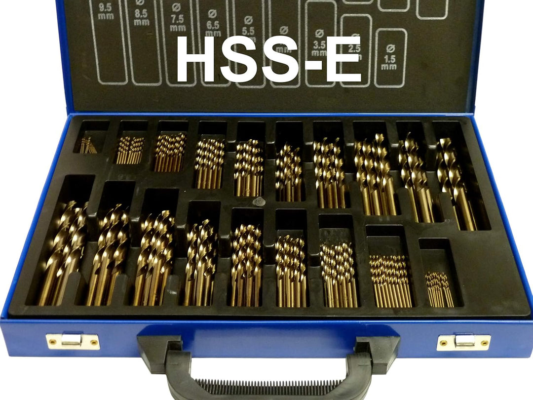 PeTools 170tlg. Edelstahl-Bohrer HSS-E (1-10mm) Kobalt Cobalt (Co5) Spiral-Bohrer VA mit Kreuzanschl