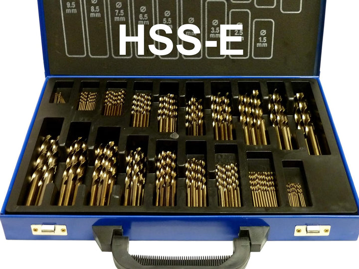 PeTools 170tlg. Edelstahl-Bohrer HSS-E (1-10mm) Kobalt Cobalt (Co5) Spiral-Bohrer VA mit Kreuzanschl