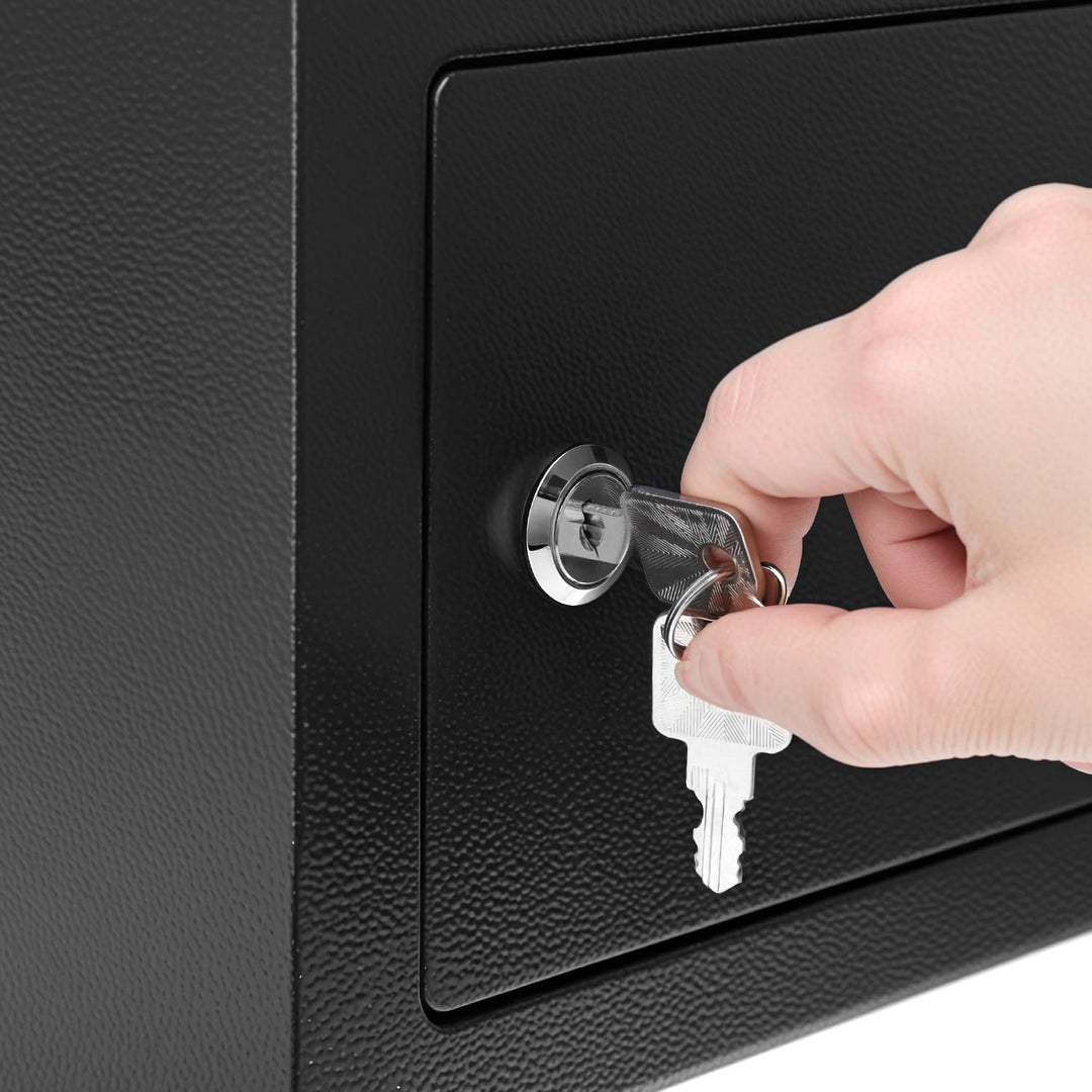 QWORK® Diebstahlsicherer Elektronischer Tresor für Zuhause, Feuerfest & Wasserdicht, mit 2 Schlüssel