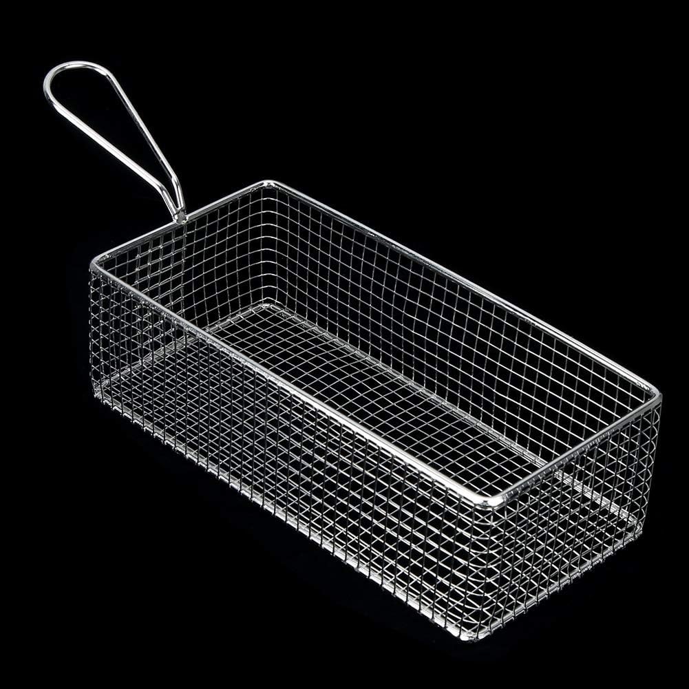 Frittierkorb mit Griff, 21,5 x 10,6 x 6,6 cm Rechteckig Klein Frittierkörbchen Silber Edelstahl Pomm
