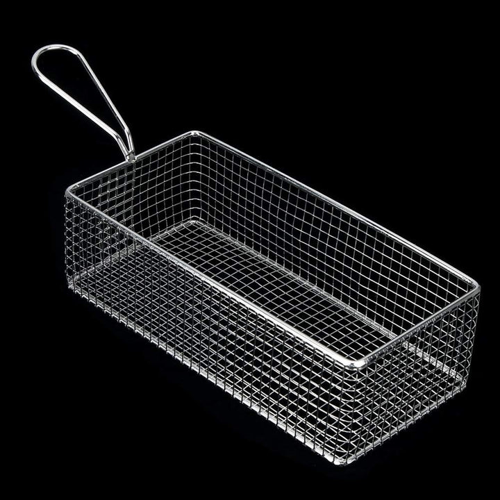 Frittierkorb mit Griff, 21,5 x 10,6 x 6,6 cm Rechteckig Klein Frittierkörbchen Silber Edelstahl Pomm