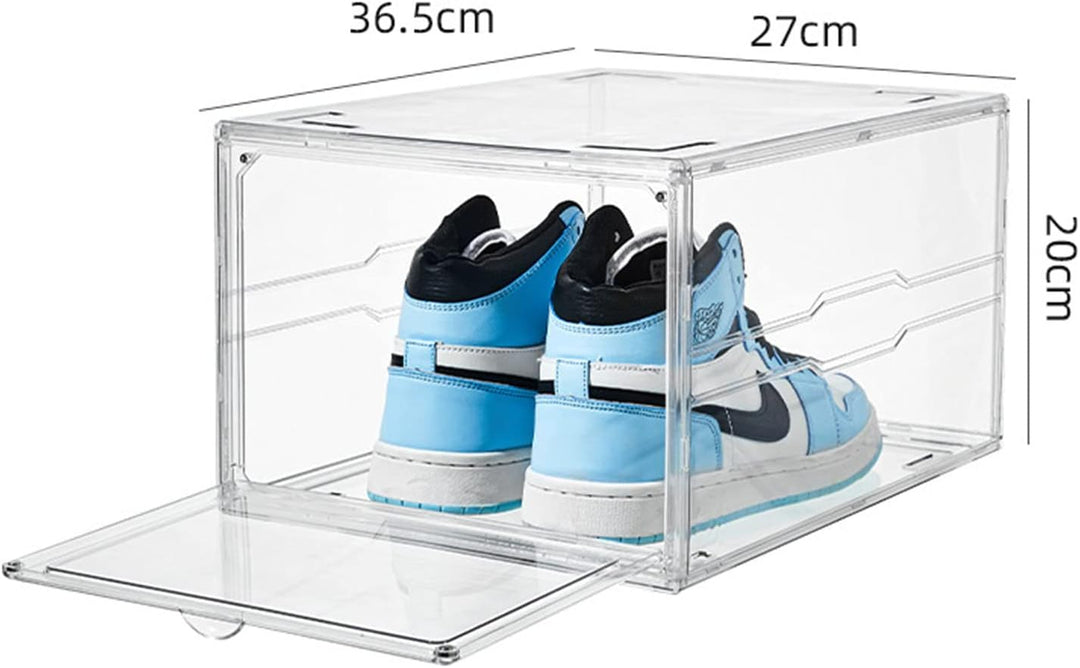 MECC Klare Schuhbox, stapelbarer Acrylschuhschrank, mit Magnettür,14.4x10.6x8inch/36x27x20cm (Clear