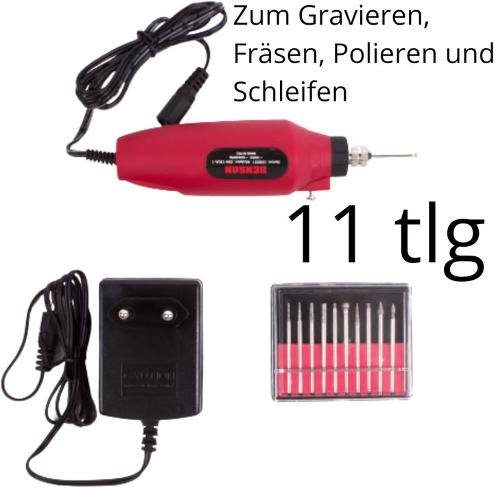 Gravurgerät Minnischleifgerät Schleifgerät 11ltg. 230V - 12V DC Gravur Set