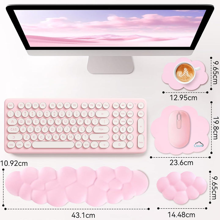 Memory‑Schaum Cloud Handballenauflage Tastatur‑Set, 4‑in‑1: Ergonomische Tastatur Handballenstütze &